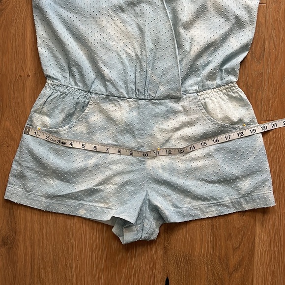 LINE & DOT Light Blue Tie-Dye Punched Holes Romper - Small - Picture 9 of 13